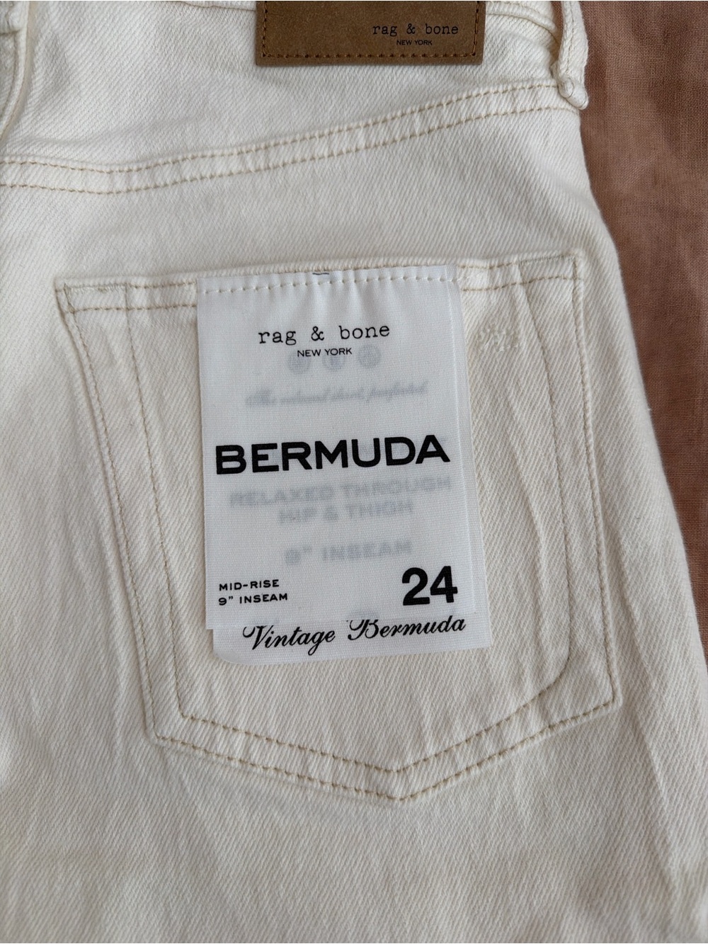 rag & bone Bermuda Mid-Rise Jeans in Off-White